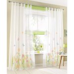 Lot de 2 rideaux transparents avec passants - voilage imprim� floral - traitement de fen�tre pour chambre ...