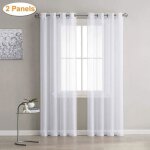 Lot de 2 rideaux voilages blanc panneaux de fen�tres voile de fen�tre avec solide � oeillets pour salon ...