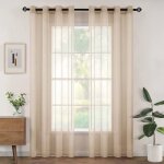Lot de 2 rideaux voilage  oeillet rideau semi - transparent intrieurs pour chambre salon maison 140x260 ...