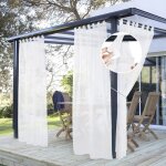 Lot de 2 rideaux voilage avec pattes blanc 132x244cm impermable respirant dcoration jardin sans peragepour ...