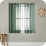Lot de 2 rideaux voilage vert 140x160 cm illetssemi - transparent effet lindcorations modernes pour fentres ...
