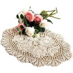 Lot de 2 sets de table ovales en dentelle de coton au crochet sous - verres faits main