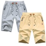 Lot de 2 short coton homme pour sport running - cordon de serrage r�glable et poche zipp�egris clair ...
