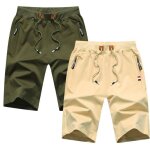 Lot de 2 short coton homme pour sport running - cordon de serrage r�glable et poche zipp�evert + kaki ...