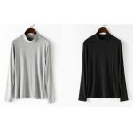 Lot de 2 sous vetement tee shirt femme col roul  manche longue grande taille - noir gris