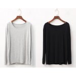 Lot de 2 sous vetement tee shirt - noir gris - manches longues femme col arrondi grande taille