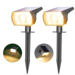 Lot de 2 spots solaires ext�rieurs 56 led - 3 modes 3000k blanc chaud panneau rotatif 90� ip65 / ip68 ...