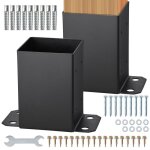 Lot de 2 support de poteau bois - vevor - 102x102 mm base de poteaux interne - pour support garde - corps ...