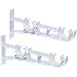 Lot de 2 supports de tringle � rideaux double en m�tal robuste blanc - pour tringles de 25 � 28 mm