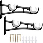 Lot de 2 supports de tringle  rideau en mtal robuste support double en aluminium noir installation ...