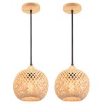 Lot de 2 suspension luminaire minimaliste intrieur tokius lustre tiss en bambou luminaire plafond vintage ...