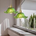 Lot de 2 suspension luminaire en verre r�tro lustre � fleur cr�ative abat - jour �25cm e27 plafonnier ...