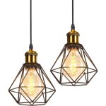 Lot de 2 suspensions luminaire vintage cage - tokius lampe de plafond industrielle m�tal �16cm - lustre ...