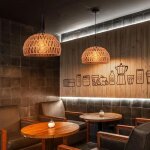 Lot de 2 suspension luminaire vintage industrielle boho - kuangfushang - e27 lustre rotin r�tro �25cm ...