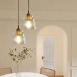 Lot de 2 suspension en verre transparent 12. 5cm vintage laiton dor lustre suspendue moderne clairage ...