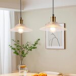 Lot de 2 suspension en verre transparent chapeau 22. 5cm vintage laiton dor lustre salon clairage ...