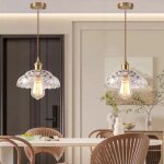 Lot de 2 suspension en verre transparent fleur 20cm vintage laiton dor lustre loft clairage intrieure ...