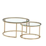 Lot de 2 tables basses gigogne arto gold et plateau en verre - transparent Lot de 2 tables basses gigogne arto gold et plateau en verre - transparent