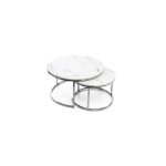 Lot de 2 tables basses gigogne arto inox et plateau en verre