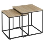 Lot de 2 tables basses gigognes carrs aspect bois sonoma - 50 x 50 x 505 cm et 45 x 45 x 455 cm