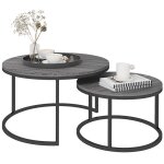 Lot de 2 tables basses gigognes - homcom - empilable - design industriel - plateau imitation ciment - ...
