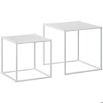 Lot de 2 tables basses gigognes - homcom - modulables encastrable - en acier - style industriel - blanc ...