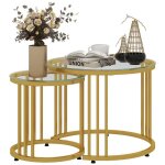 Lot de 2 tables basses gigognes - homcom - rondes 60 / 40 cm plateau verre trempé et pied en acier au ... Lot de 2 tables basses gigognes - homcom - rondes 60 / 40 cm plateau verre trempé et pied en acier au ...