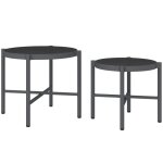Lot de 2 tables basses gigognes de jardin - outsunny - avec plateau en verre tremp - cadre en aluminium ...
