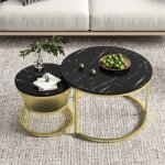 Lot de 2 tables basses gigognes rondes style art déco table à thé ronde en marbre table basse double ... Lot de 2 tables basses gigognes rondes style art déco table à thé ronde en marbre table basse double ...