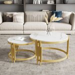 Lot de 2 tables basses gigognes scandinaves - façon marbre - cadre en métal - style moderne - blanc marbré ... Lot de 2 tables basses gigognes scandinaves - façon marbre - cadre en métal - style moderne - blanc marbré ...