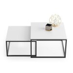 Tables basses gigognes lot de 2 ? 70x70 cm hauteur 42 / 36 cm table d?appoint design loft 2 en 1 surface ...