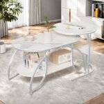 Lot de 2 tables basses table basse en marbre table de salon modulable table ronde avec espace de rangement ...