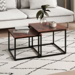 Lot de 2 tables basses de salon - tables gigognes - table basse carre - set de 2 tables - style industriel ...