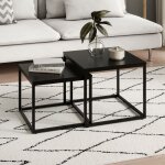 Lot de 2 tables basses de salon - tables gigognes - table basse carr�e - set de 2 tables - style industriel ...
