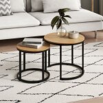 Lot de 2 tables basses de salon - tables gigognes - table basse ronde - set de 2 tables - style industriel ...