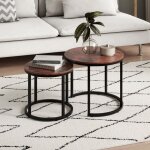 Lot de 2 tables basses de salon - tables gigognes - table basse ronde - set de 2 tables - style industriel ...