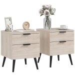 Lot de 2 tables de chevet - table de nuit - homcom - style nordique moderne - avec tiroir  deux niveaux ...