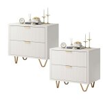Lot de 2 table de chevet avec 2 tiroirs armoire de chevet table de nuit chambre en mdf et métal style ... Lot de 2 table de chevet avec 2 tiroirs armoire de chevet table de nuit chambre en mdf et métal style ...