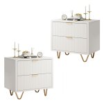 Lot de 2 tables de chevettable de chevet avec 2 tiroirsmeuble de chevetchevet de lit avec pieds en m�tal29x49x ...