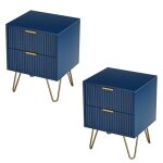 Lot de 2 tables de chevettable de chevet avec 2 tiroirsmeuble de chevetchevet de lit avec pieds en m�tal355x40 ...