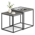 Lot de 2 tables gigognes - tables basses de salon - set de 2 tables carr�es - 50x50 cm et 45x45 cm - ...