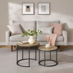 Lot de 2 tables gigognes - tables basses de salon - set de 2 tables rondes - diam�tre 43cm et 53 cm - ...