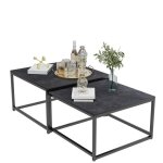 Lot de 2 table gigogne salon marbre - tables basses carrées moderne bout de canapé design pour café hotêl ... Lot de 2 table gigogne salon marbre - tables basses carrées moderne bout de canapé design pour café hotêl ...