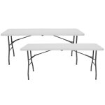 Lot 2 tables pliantes 240cm rectangulaire blanc restauration