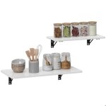 Lot de 2 tables pliantes murales - homcom - table murale rabattable en bois - pour cuisine salle  manger ...