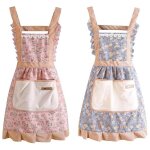 Lot de 2 tabliers de cuisine femme tablier en lin et coton r�glable chef tabliers avec poches pour cuisine ...