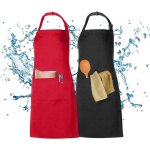 Lot de 2 tabliers de cuisine pour homme et femme noir et rouge avec bretelles 2 poches pour salle  manger ...