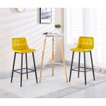 Lot de 2 tabourets de bar bubble en velours jaune Lot de 2 tabourets de bar bubble en velours jaune