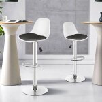 Lot de 2 tabourets de bar - chaise haute r�glable en hauteur - pivotant � 360� - blanc primaire et noir ...