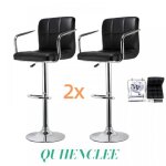 Lot de 2 tabourets de bar en cuir noir quiienclee avec accoudoirs hauteur réglable (95 - 115 cm) pour ... Lot de 2 tabourets de bar en cuir noir quiienclee avec accoudoirs hauteur réglable (95 - 115 cm) pour ...